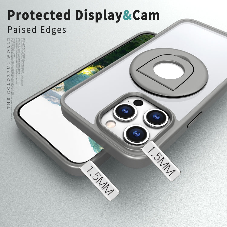 For iPhone 15 Pro Max Transparent U-Ring Holder MagSafe Magnetic Phone Case(Grey) - HoMEdemic™ 