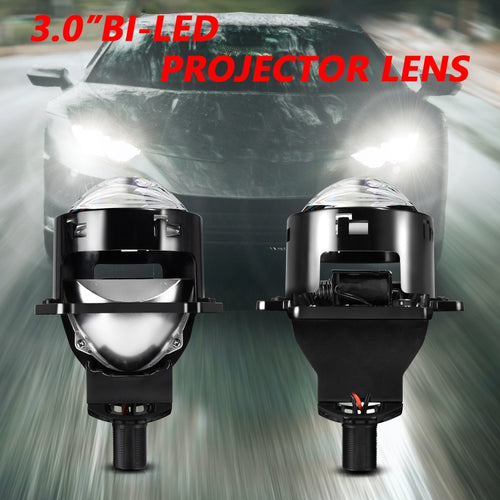 T01 1 Pair 3 inch Car Bifocal LED Lens Headlight, Left Driving (Black) - HoMEdemic™ 