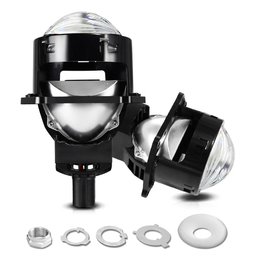 T01 1 Pair 3 inch Car Bifocal LED Lens Headlight, Left Driving (Black) - HoMEdemic™ 