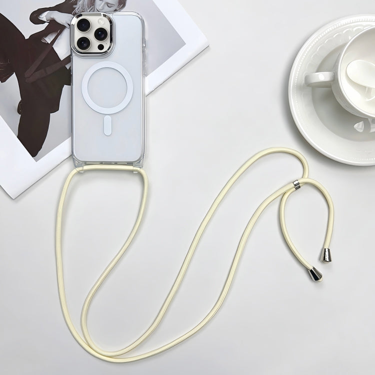 For iPhone 15 Pro MagSafe Magnetic PC + TPU Phone Case with Lanyard(Creamy White) - HoMEdemic™ 