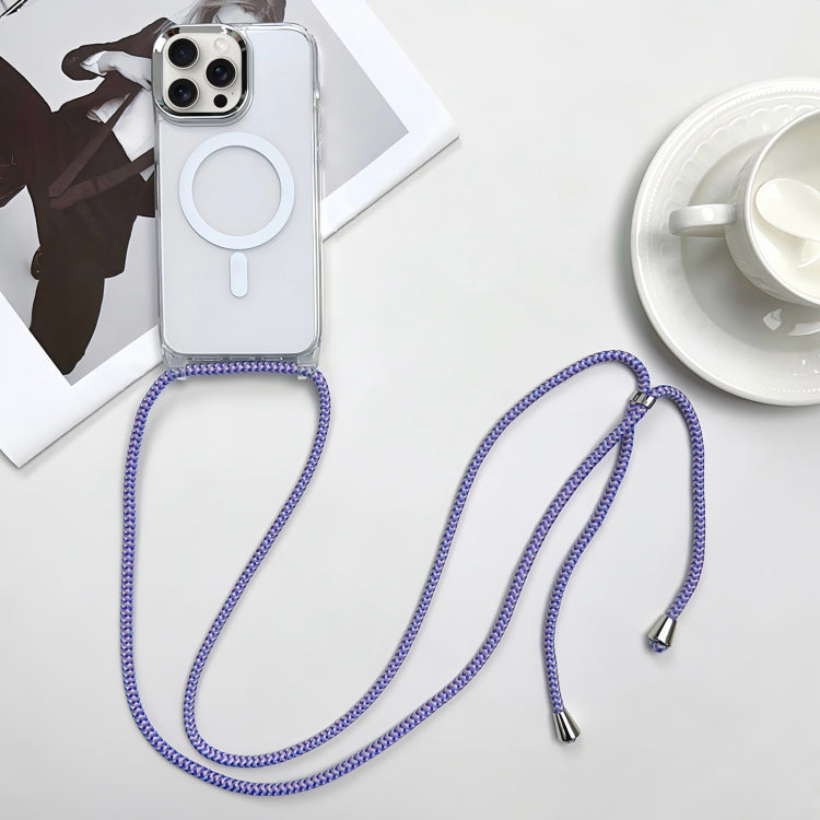 For iPhone 15 Pro MagSafe Magnetic PC + TPU Phone Case with Lanyard(Purple Blue Apricot) - HoMEdemic™ 