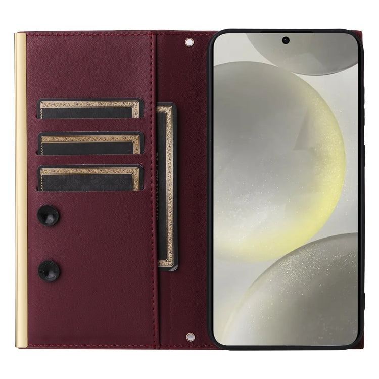 For Samsung Galaxy S24 / S25 5G Crossbody Rhombic Sucker Leather Phone Case(Claret) - HoMEdemic™ 