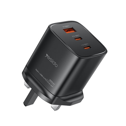 Yesido YC84 PD65W Three Port Type-C GaN Charger, UK Plug - HoMEdemic™ 