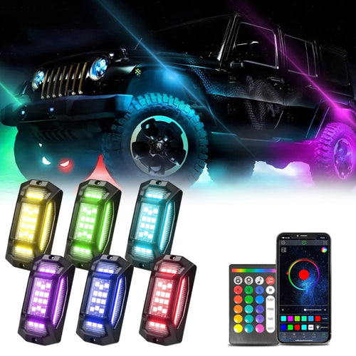 6 in 1 G6 RGB Colorful Car Chassis Light LED Music Atmosphere Light With 24-Button Remote Control - HoMEdemic™ 