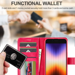 LC.IMEEKE Calf Texture Horizontal Flip Leather Case For iPhone 16e(Red) - HoMEdemic™ 
