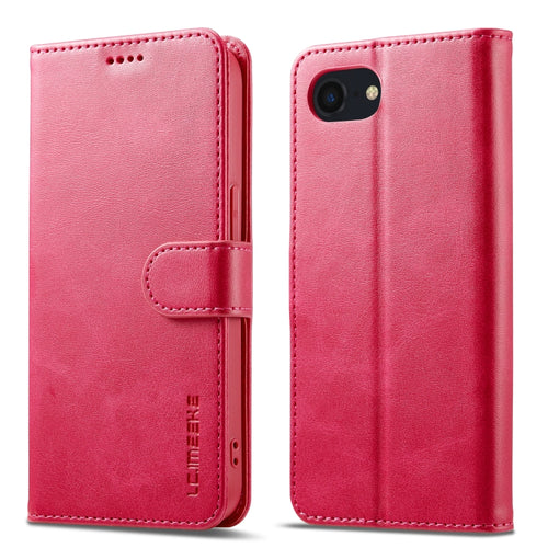 LC.IMEEKE Calf Texture Horizontal Flip Leather Case For iPhone SE 2024(Red) - HoMEdemic™ 