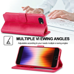 LC.IMEEKE Calf Texture Horizontal Flip Leather Case For iPhone 16e(Red) - HoMEdemic™ 