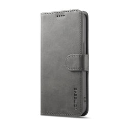 LC.IMEEKE Calf Texture Horizontal Flip Leather Case For iPhone 16e(Grey) - HoMEdemic™ 