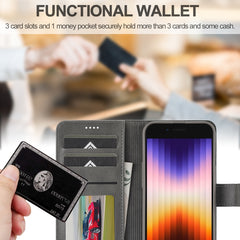 LC.IMEEKE Calf Texture Horizontal Flip Leather Case For iPhone 16e(Grey) - HoMEdemic™ 