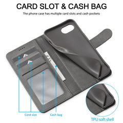 LC.IMEEKE Calf Texture Horizontal Flip Leather Case For iPhone 16e(Grey) - HoMEdemic™ 