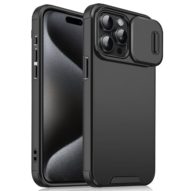 For iPhone 15 Pro Max Sliding Camshield TPU + PC Phone Case(Black) - HoMEdemic™ 