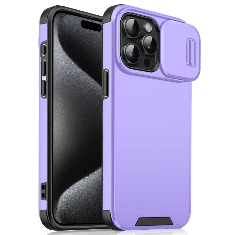 For iPhone 15 Pro Max Sliding Camshield TPU + PC Phone Case(Purple) - HoMEdemic™ 