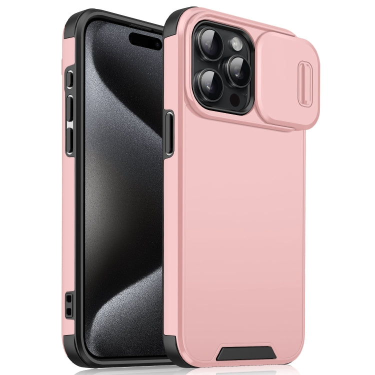 For iPhone 15 Pro Max Sliding Camshield TPU + PC Phone Case(Pink) - HoMEdemic™ 