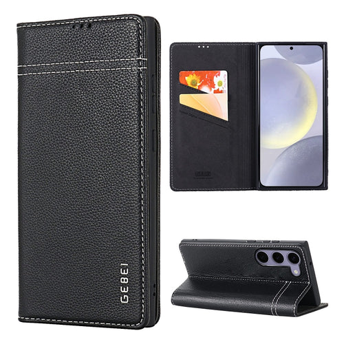 For Samsung Galaxy S24 5G GEBEI Top-grain Horizontal Flip Leather Phone Case(Black) - HoMEdemic™ 