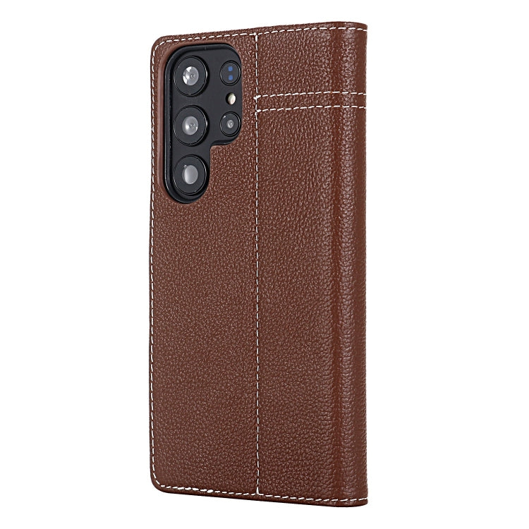 For Samsung Galaxy S24 Ultra 5G GEBEI Top-grain Horizontal Flip Leather Phone Case(Brown) - HoMEdemic™ 