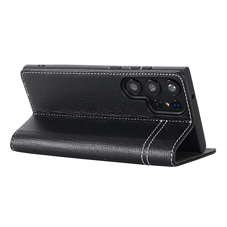 For Samsung Galaxy S24 Ultra 5G GEBEI Top-grain Horizontal Flip Leather Phone Case(Black) - HoMEdemic™ 