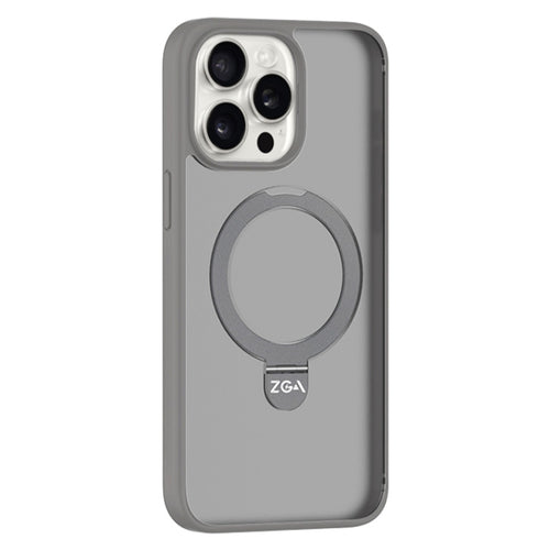 For iPhone 15 Pro ZGA Magsafe Holder PC Hybrid TPU Phone Case(Grey) - HoMEdemic™ 