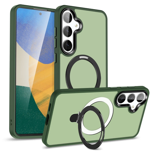 For Samsung Galaxy S24 5G MagSafe Holder Skin-feel PC Hybrid TPU Phone Case(Dark Green) - HoMEdemic™ 