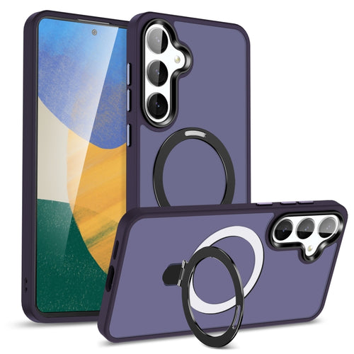 For Samsung Galaxy S24 5G MagSafe Holder Skin-feel PC Hybrid TPU Phone Case(Dark Purple) - HoMEdemic™ 