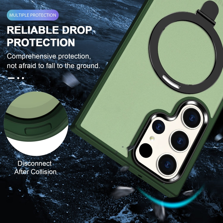 For Samsung Galaxy S24 Ultra MagSafe Holder Skin-feel PC Hybrid TPU Phone Case(Dark Green) - HoMEdemic™ 