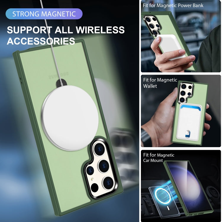 For Samsung Galaxy S24 Ultra MagSafe Holder Skin-feel PC Hybrid TPU Phone Case(Dark Green) - HoMEdemic™ 