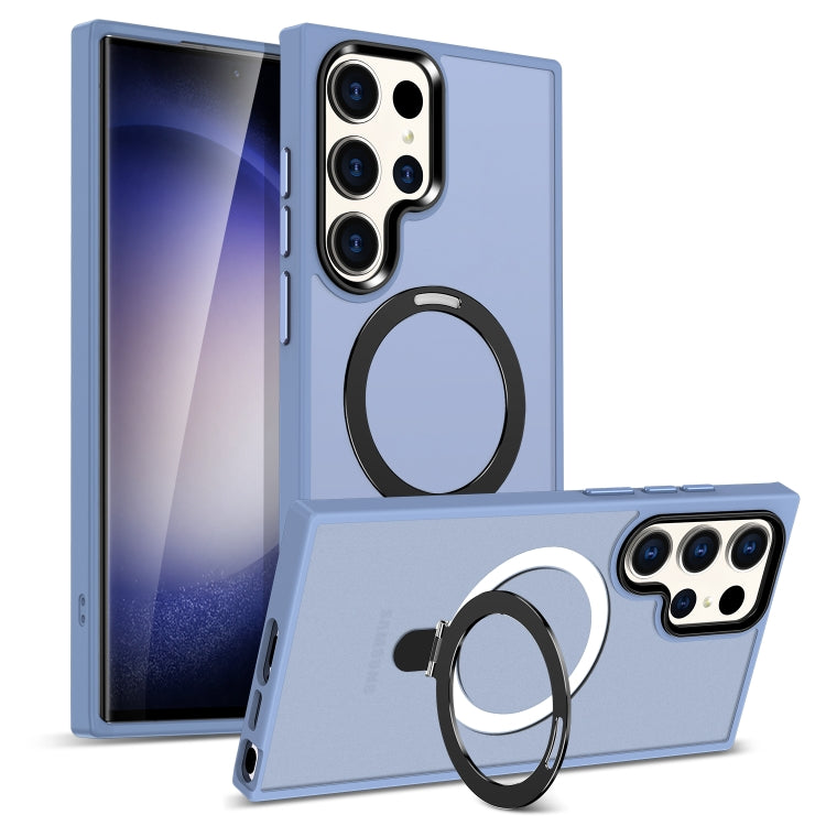 For Samsung Galaxy S24 Ultra MagSafe Holder Skin-feel PC Hybrid TPU Phone Case(Grey Blue) - HoMEdemic™ 