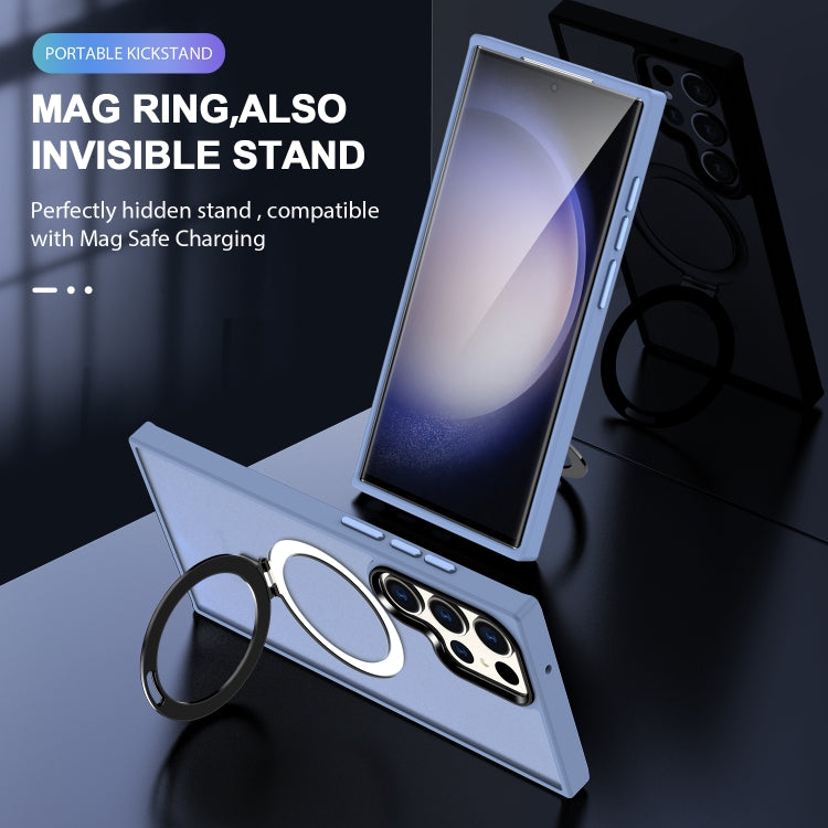 For Samsung Galaxy S24 Ultra MagSafe Holder Skin-feel PC Hybrid TPU Phone Case(Grey Blue) - HoMEdemic™ 
