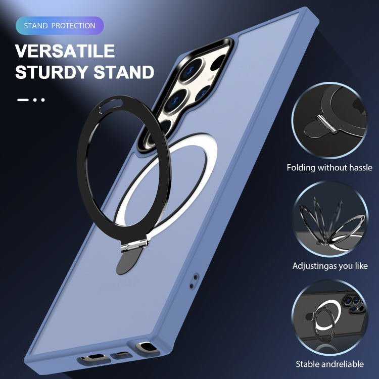 For Samsung Galaxy S24 Ultra MagSafe Holder Skin-feel PC Hybrid TPU Phone Case(Grey Blue) - HoMEdemic™ 