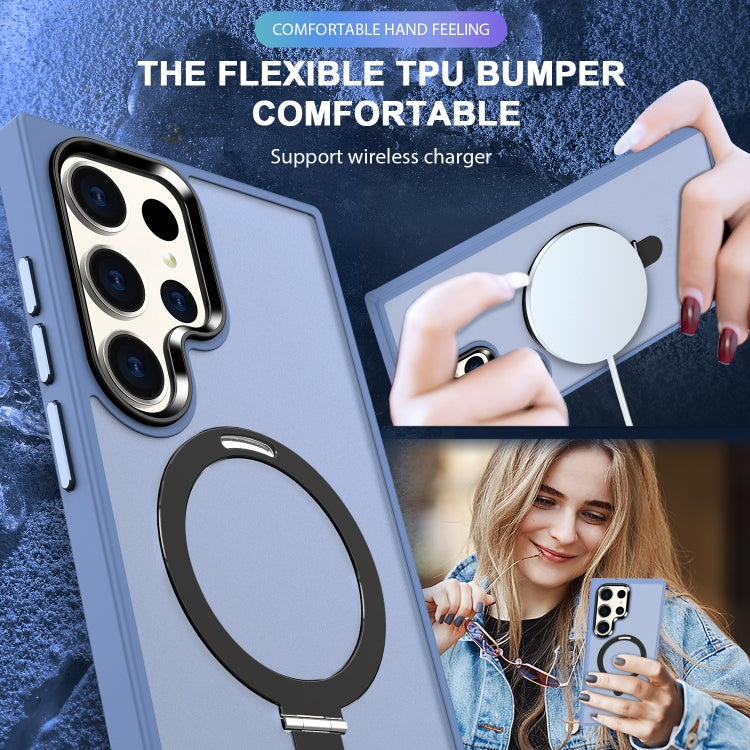 For Samsung Galaxy S24 Ultra MagSafe Holder Skin-feel PC Hybrid TPU Phone Case(Grey Blue) - HoMEdemic™ 
