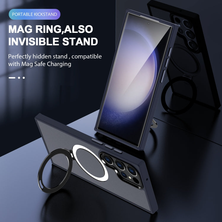 For Samsung Galaxy S24 Ultra MagSafe Holder Skin-feel PC Hybrid TPU Phone Case(Dark Blue) - HoMEdemic™ 