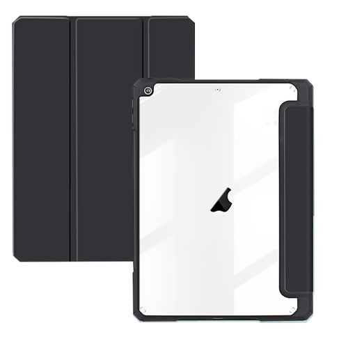 For iPad 10.2 2021/2020/2019 ZGA Tri-Fold Voltage Smart Leather Tablet Case(Black) - HoMEdemic™ 