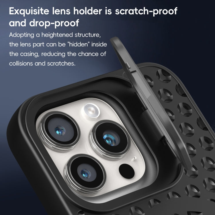 For iPhone 15 Pro Hollow Cooling Lens Holder MagSafe Magnetic TPU Phone Case(Black) - HoMEdemic™ 