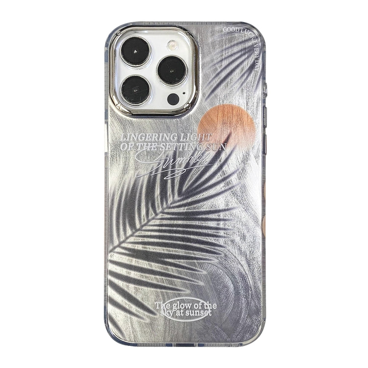 For iPhone 15 Pro Illustration Pattern Radiation Design Full Coverage Shockproof Phone Case(Sunset Frond) - HoMEdemic™ 