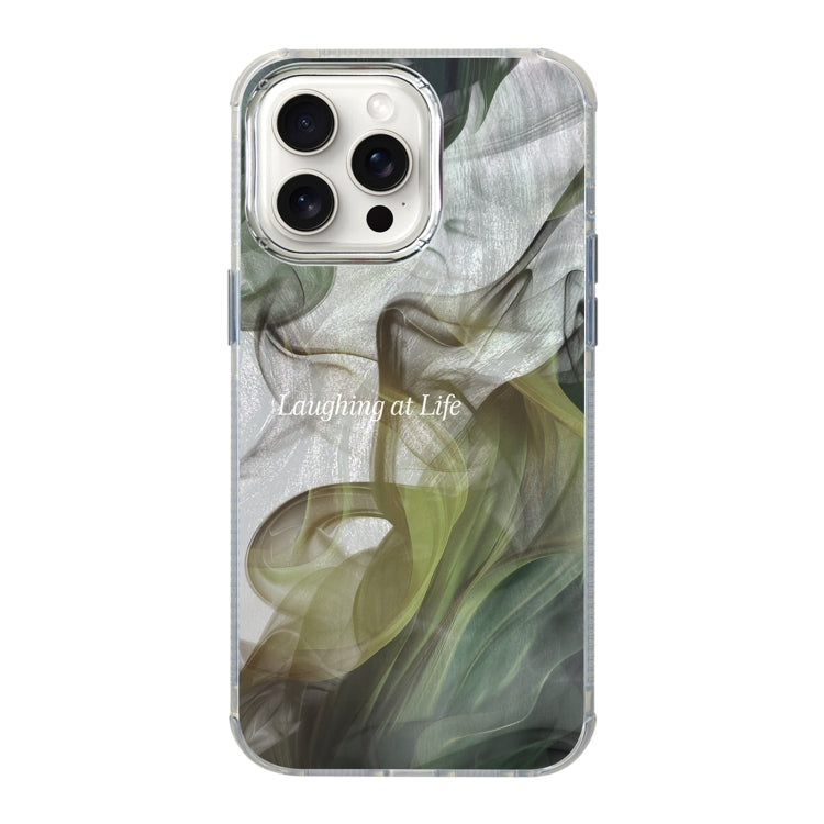 For iPhone 15 Pro Illustration Pattern Radiation Design Full Coverage Shockproof Phone Case(Green Wash Painting) - HoMEdemic™ 