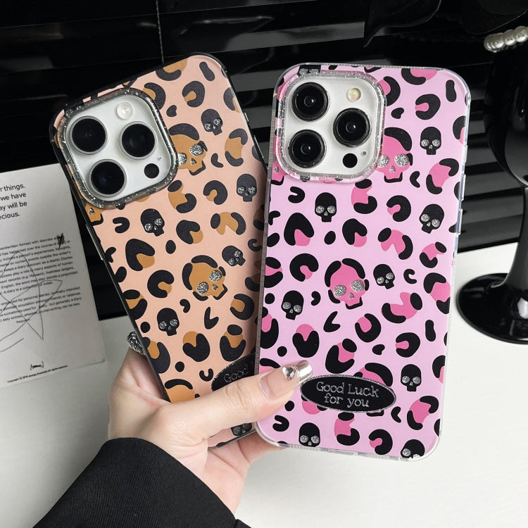 For iPhone 15 Pro Max Glitter Powder Leopard Print PC + TPU Phone Case(Brown) - HoMEdemic™ 