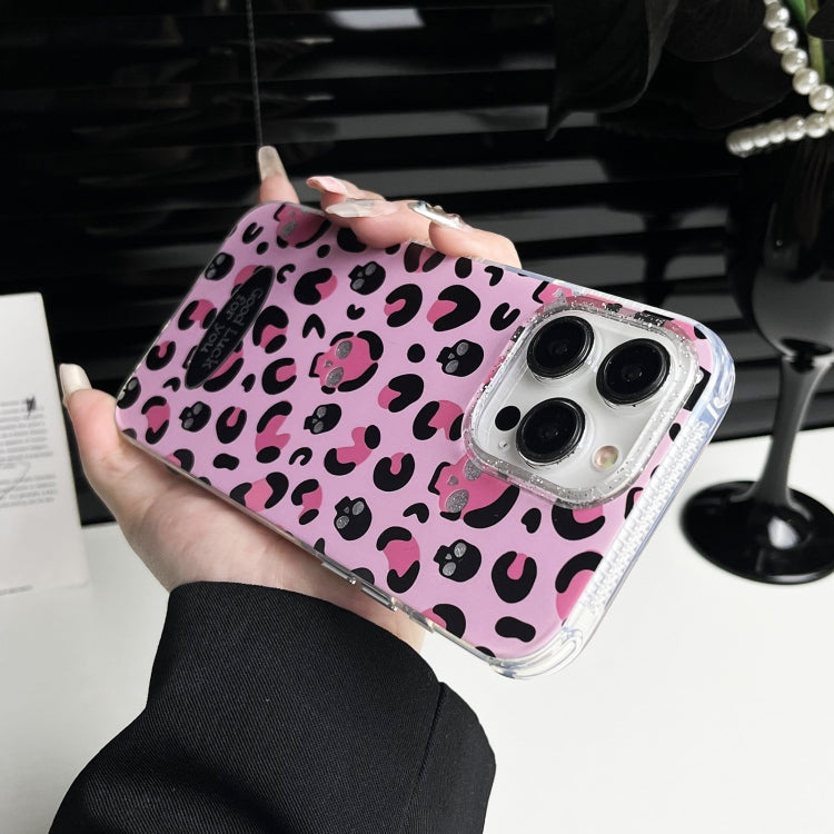 For iPhone 15 Pro Max Glitter Powder Leopard Print PC + TPU Phone Case(Pink) - HoMEdemic™ 