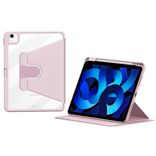 For iPad Pro 11 2022 / 2021 / 2020 ZGA Tri-Fold 360 Rotation Smart Leather Tablet Case(Pink) - HoMEdemic™ 