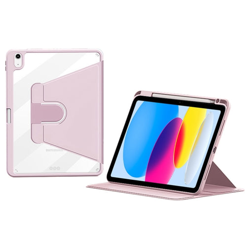 For iPad 10th Gen 10.9 2022 ZGA Tri-Fold 360 Rotation Smart Leather Tablet Case(Pink) - HoMEdemic™ 