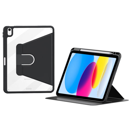 For iPad 10th Gen 10.9 2022 ZGA Tri-Fold 360 Rotation Smart Leather Tablet Case(Black) - HoMEdemic™ 