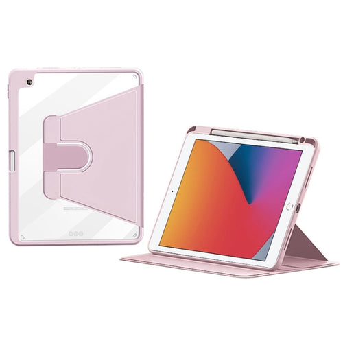 For iPad 10.2 2021/2020/2019 ZGA Tri-Fold 360 Rotation Smart Leather Tablet Case(Pink) - HoMEdemic™ 