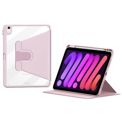 For iPad mini 6 / mini 2024 ZGA Tri-Fold 360 Rotation Smart Leather Tablet Case(Pink) - HoMEdemic™ 