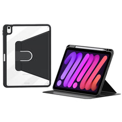 For iPad mini 6 / mini 2024 ZGA Tri-Fold 360 Rotation Smart Leather Tablet Case(Black) - HoMEdemic™ 