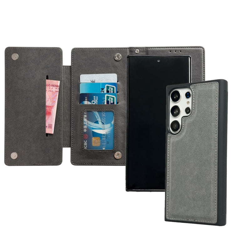 For Samsung Galaxy S24 Ultra 5G Multifunctional 7-Card Wallet Leather Phone Case(Grey) - HoMEdemic™ 