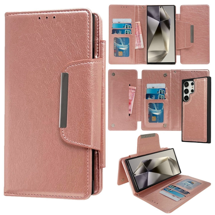 For Samsung Galaxy S24 Ultra 5G Multifunctional 7-Card Wallet Leather Phone Case(Rose Gold) - HoMEdemic™ 