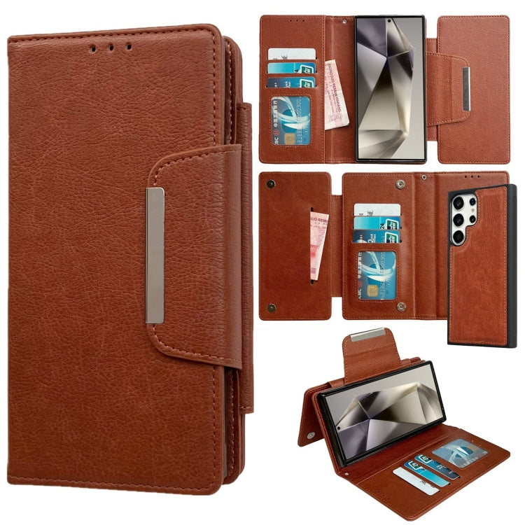 For Samsung Galaxy S24 Ultra 5G Multifunctional 7-Card Wallet Leather Phone Case(Brown) - HoMEdemic™ 