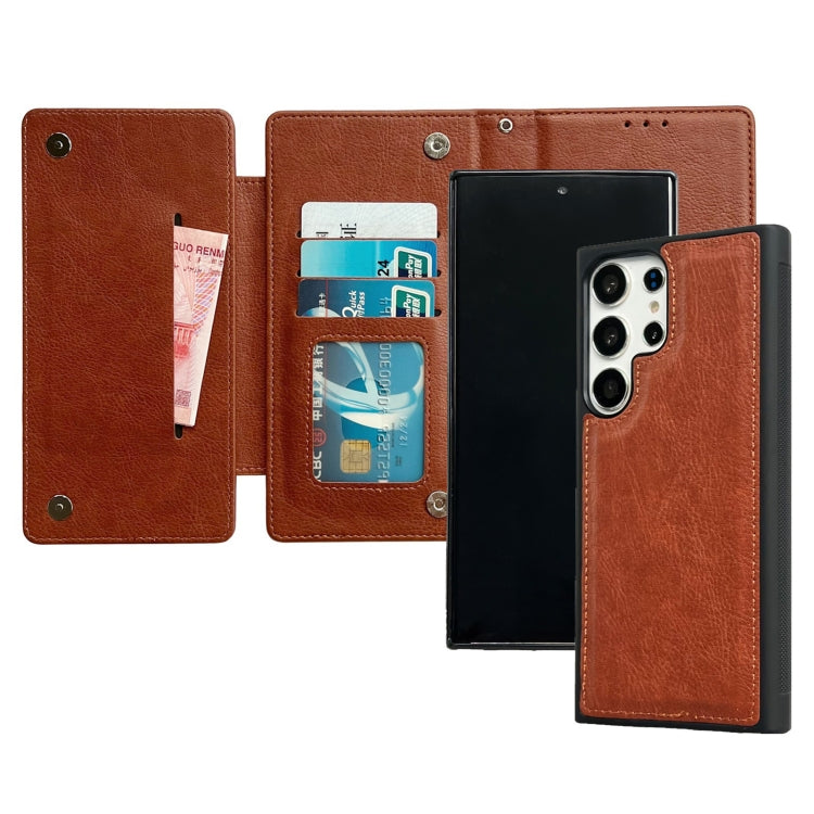 For Samsung Galaxy S24 Ultra 5G Multifunctional 7-Card Wallet Leather Phone Case(Brown) - HoMEdemic™ 