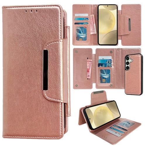 For Samsung Galaxy S24 5G Multifunctional 7-Card Wallet Leather Phone Case(Rose Gold) - HoMEdemic™ 