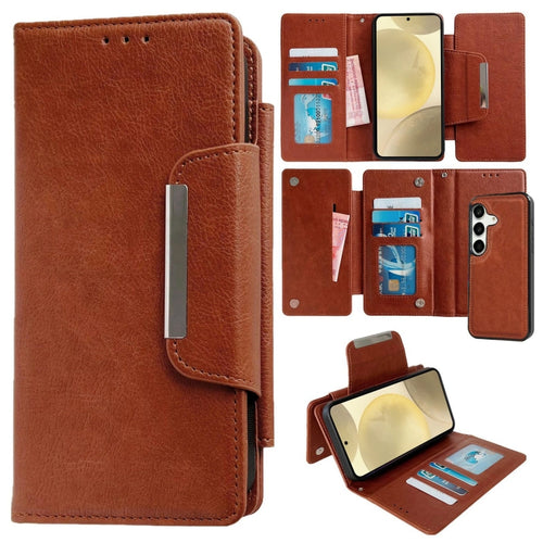 For Samsung Galaxy S24 5G Multifunctional 7-Card Wallet Leather Phone Case(Brown) - HoMEdemic™ 