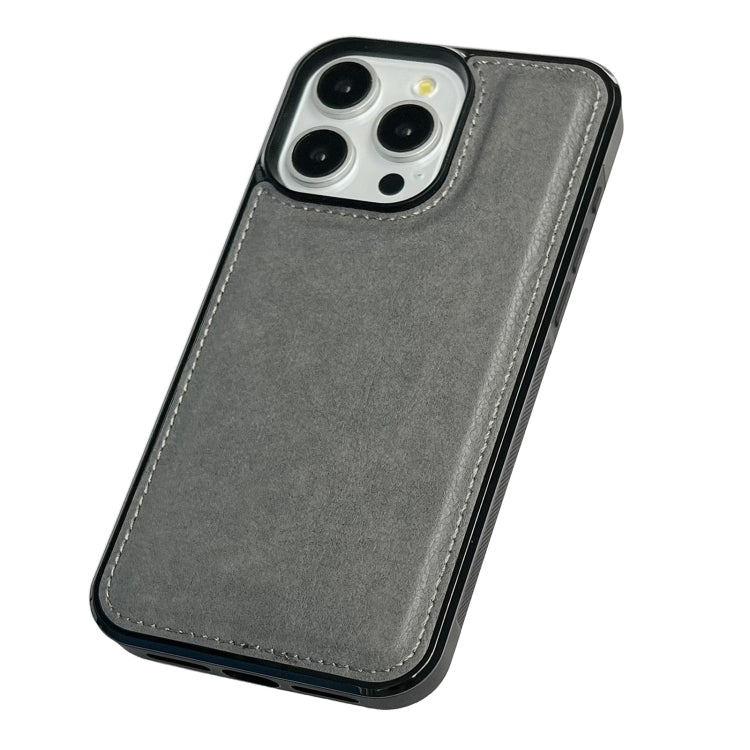 For iPhone 15 Pro Cowhide Texture Back Cover Phone Case(Grey) - HoMEdemic™ 