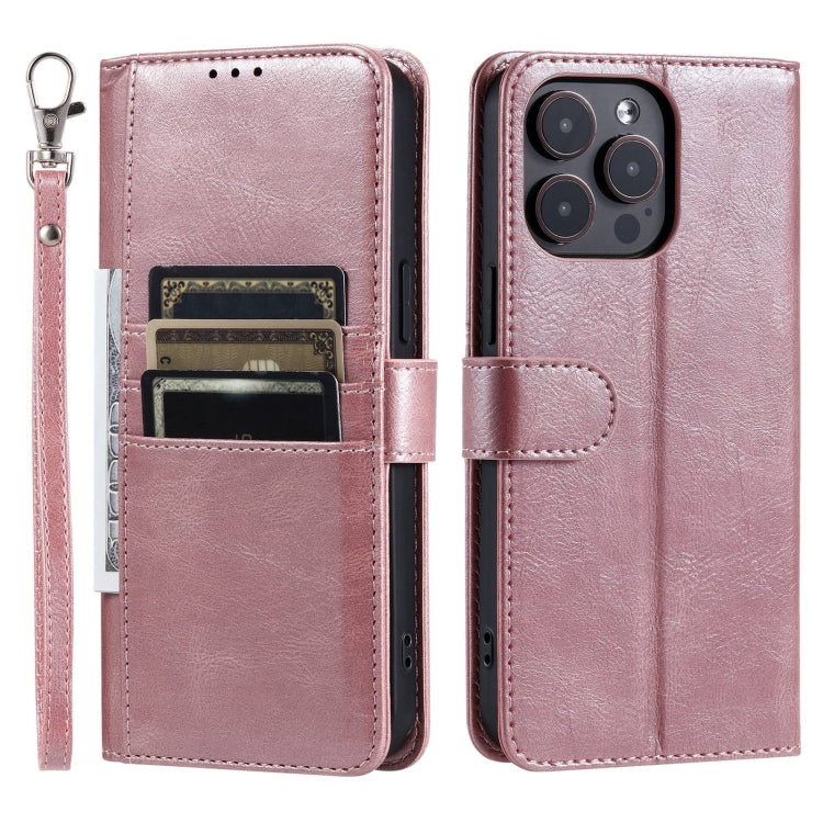 For iPhone 15 Pro Simple 6-Card Wallet Leather Phone Case(Rose Gold) - HoMEdemic™ 